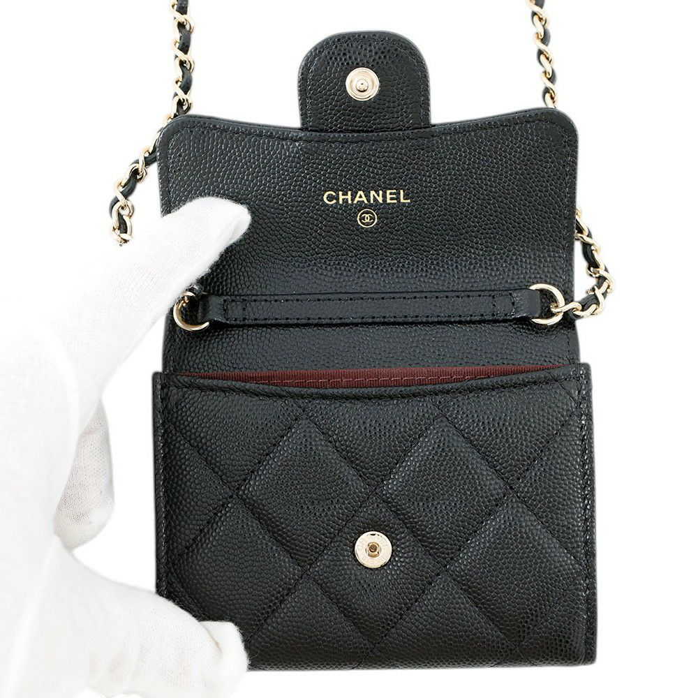 シャネル ミニチェーンウォレット カードケース マトラッセ ココマーク
