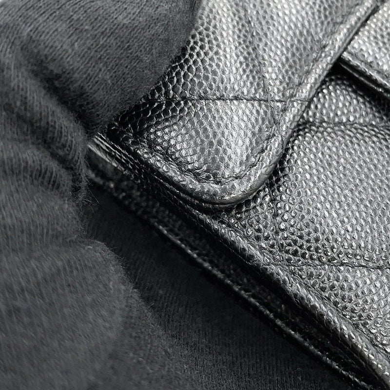 シャネル ミニチェーンウォレット カードケース マトラッセ ココマーク キャビアスキン AP0238 CHANEL 財布 黒