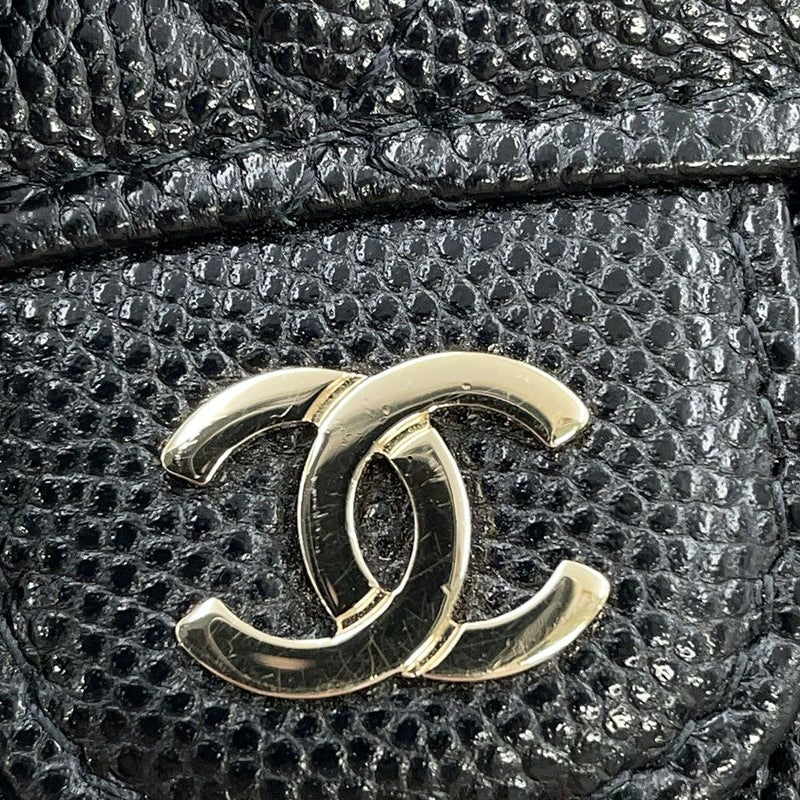 シャネル ミニチェーンウォレット カードケース マトラッセ ココマーク キャビアスキン AP0238 CHANEL 財布 黒