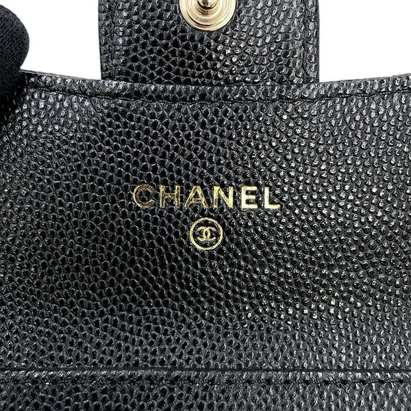 シャネル ミニチェーンウォレット カードケース マトラッセ ココマーク キャビアスキン AP0238 CHANEL 財布 黒