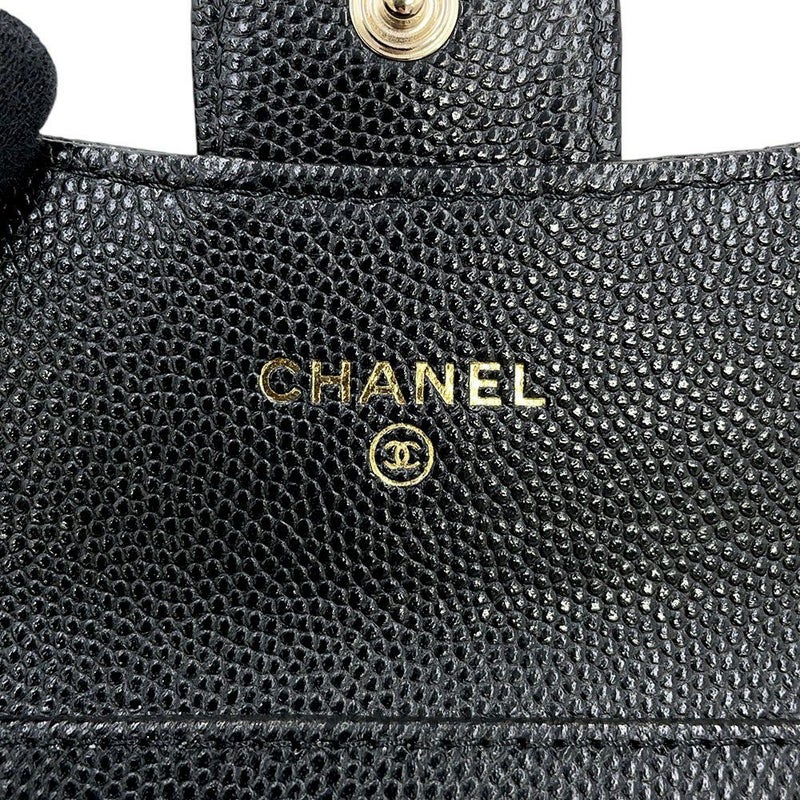 シャネル ミニチェーンウォレット カードケース マトラッセ ココマーク キャビアスキン AP0238 CHANEL 財布 黒