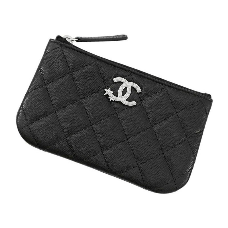 シャネル ミニポーチ マトラッセ スター ココマーク ソフトキャビアスキン AP4811 CHANEL コインケース 小銭入れ 黒
