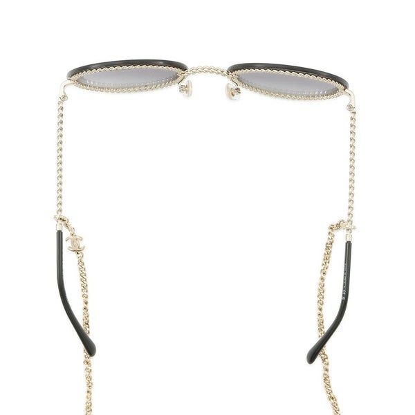 シャネル サングラス ラウンド シェイプ アイウェア 4245 CHANEL チェーン 黒