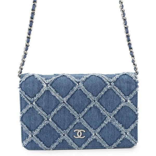 シャネル チェーンウォレット マトラッセ ココマーク デニム A33814 CHANEL 財布