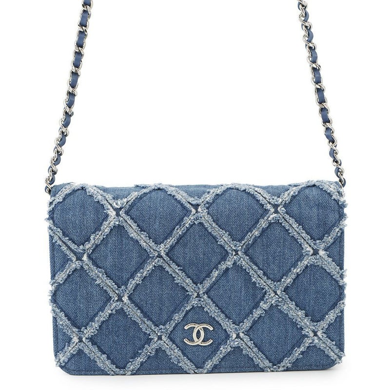 シャネル チェーンウォレット マトラッセ ココマーク デニム A33814 CHANEL 財布