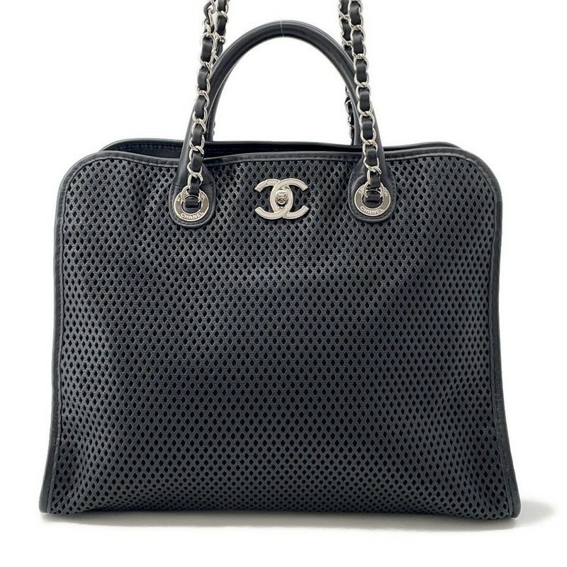 シャネル トートバッグ フレンチリビエラ A67654 2way メッシュ 黒