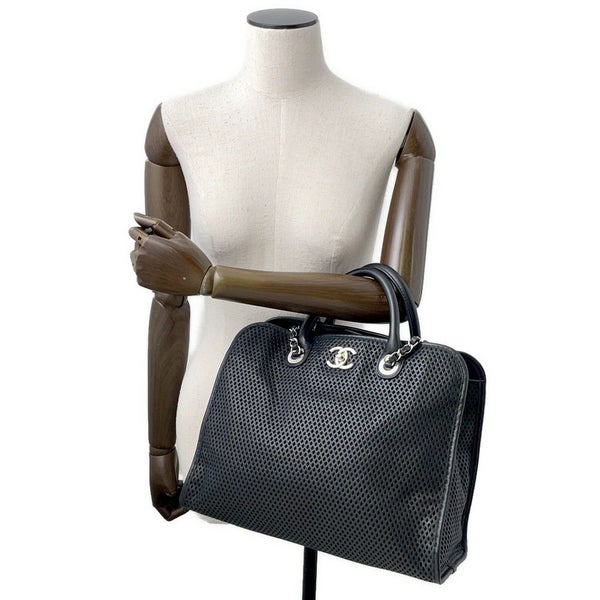 シャネル トートバッグ フレンチリビエラ A67654 2way メッシュ 黒