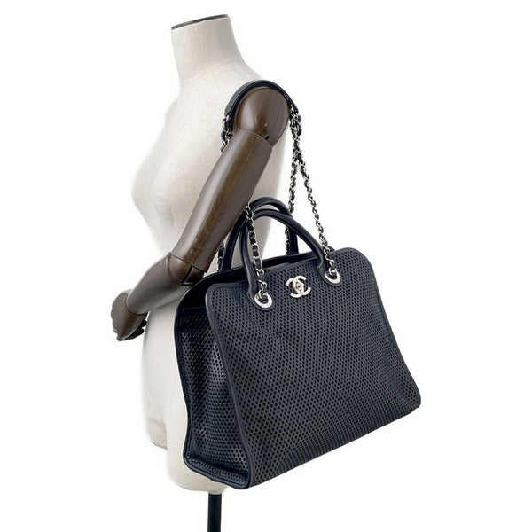 シャネル トートバッグ フレンチリビエラ A67654 2way メッシュ 黒