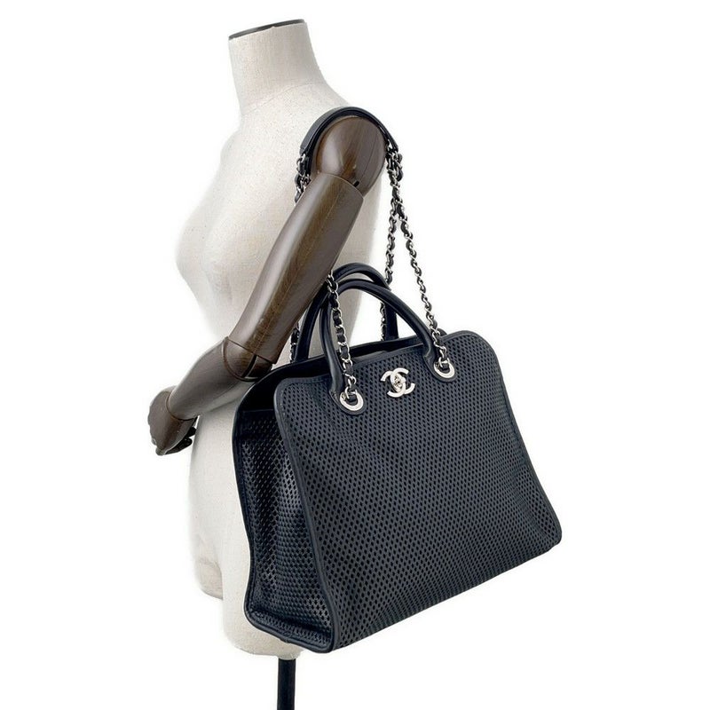 シャネル トートバッグ フレンチリビエラ A67654 2way メッシュ 黒