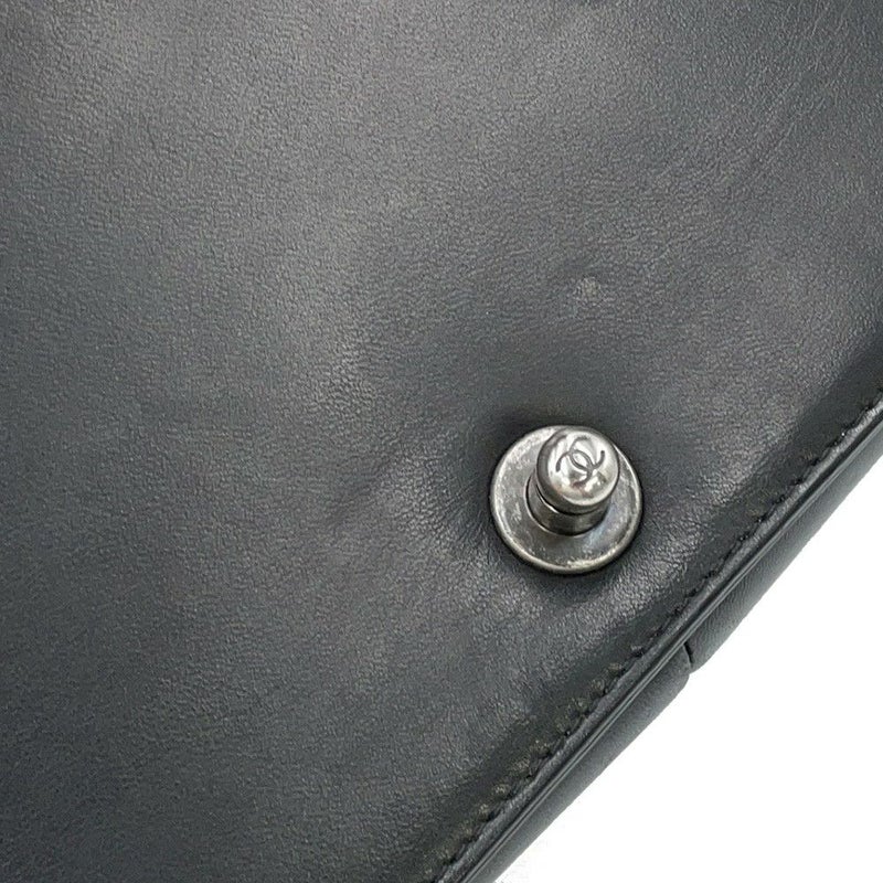 シャネル チェーンショルダーバッグ ボーイシャネル レザー ファー CHANEL 黒