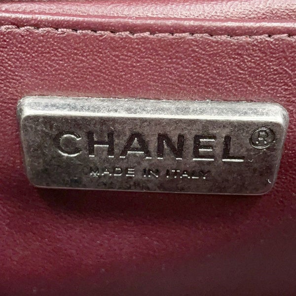 シャネル チェーンショルダーバッグ ボーイシャネル レザー ファー CHANEL 黒