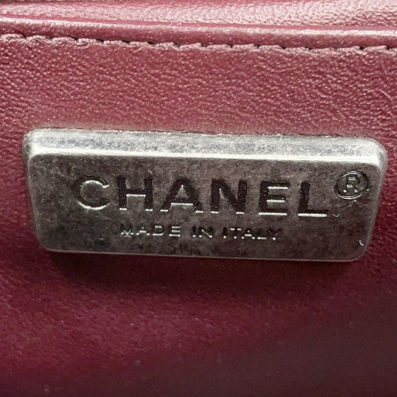 シャネル チェーンショルダーバッグ ボーイシャネル レザー ファー CHANEL 黒