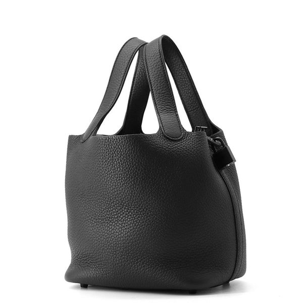 エルメス ハンドバッグ ピコタンロックPM モノクローム ブラック/ブラック金具 トリヨンクレマンス U刻印 黒