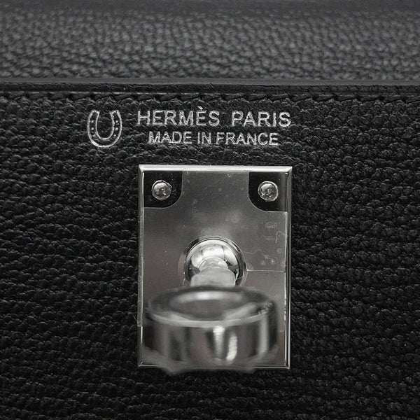 エルメス ミニケリー2 外縫い ブラック/ナタ/シルバー金具 シェブルミゾル W刻印 2wayショルダー 黒 SPO