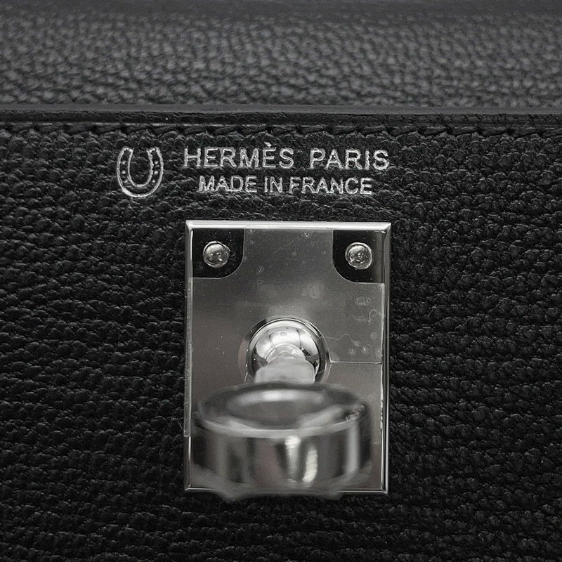 エルメス ミニケリー2 外縫い ブラック/ナタ/シルバー金具 シェブルミゾル W刻印 2wayショルダー 黒 SPO