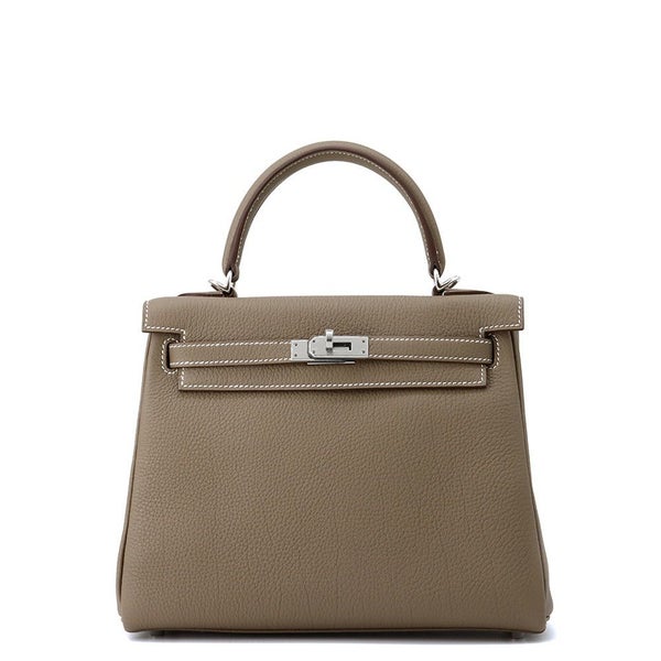 エルメス ハンドバッグ ケリー25 内縫い エトゥープ/シルバー金具 トゴ K刻印 2wayショルダー