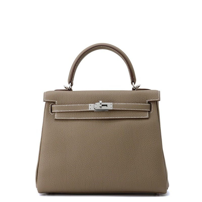 エルメス ハンドバッグ ケリー25 内縫い エトゥープ/シルバー金具 トゴ K刻印 2wayショルダー