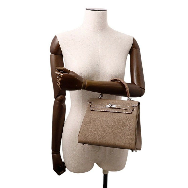 エルメス ハンドバッグ ケリー25 内縫い エトゥープ/シルバー金具 トゴ K刻印 2wayショルダー