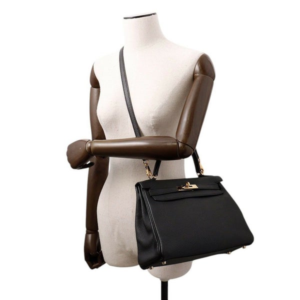 エルメス ハンドバッグ ケリー28 内縫い ブラック/ゴールド金具 トゴ □Q刻印 2wayショルダー 黒