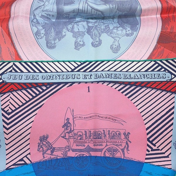 エルメス スカーフ カレ90 オムニバスと白い貴婦人のゲーム  Jeu des omnibus et damesBlanches  HERMES シルク 2024春夏