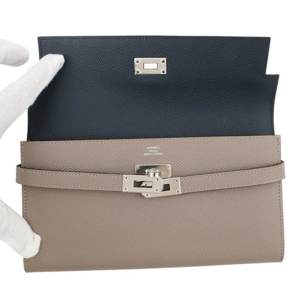 エルメス 長財布 ケリーウォレット ロング ヴェルソ グリアスファルト/ブルーインディゴ/シルバー金具 エプソン A刻印