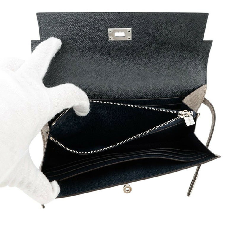 エルメス 長財布 ケリーウォレット ロング ヴェルソ グリアスファルト/ブルーインディゴ/シルバー金具 エプソン A刻印