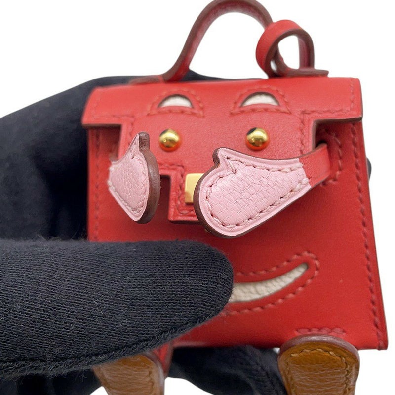 エルメス チャーム ビジュードサック ケリードール サンギーヌ/ナタ/ローズサクラ/キャラメル/ゴールド金具 タデラクト/シェブルミゾル Z刻印