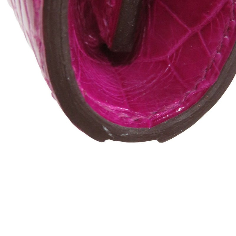 エルメス 長財布 ケリーウォレット ロング ローズシェヘラザード/シルバー金具 アリゲーターシャイン C刻印 HERMES