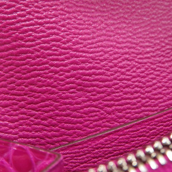 エルメス 長財布 ケリーウォレット ロング ローズシェヘラザード/シルバー金具 アリゲーターシャイン C刻印 HERMES