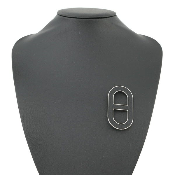 エルメス ブローチ シェーヌダンクル ブラック/シルバー金具 エプソン HERMES アクセサリー 黒