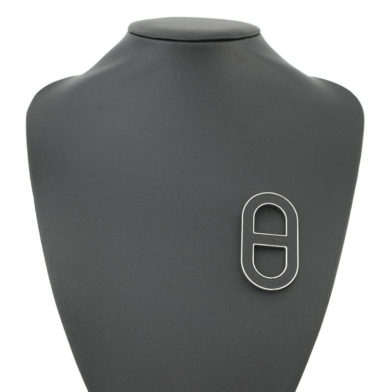 エルメス ブローチ シェーヌダンクル ブラック/シルバー金具 エプソン HERMES アクセサリー 黒