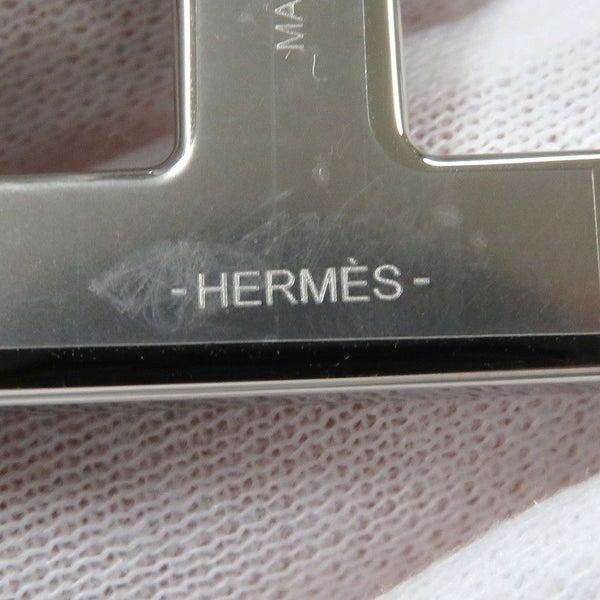 エルメス ブローチ シェーヌダンクル ブラック/シルバー金具 エプソン HERMES アクセサリー 黒