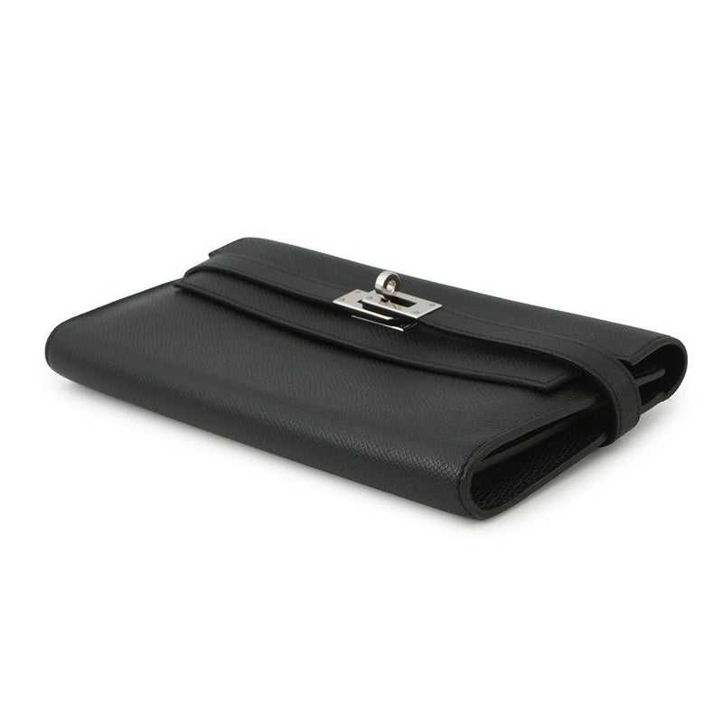 エルメス 長財布 ケリーウォレット ロング ブラック/シルバー金具 エプソン C刻印 HERMES 黒