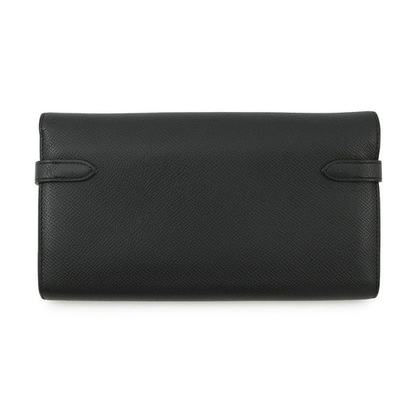 エルメス 長財布 ケリーウォレット ロング ブラック/シルバー金具 エプソン C刻印 HERMES 黒