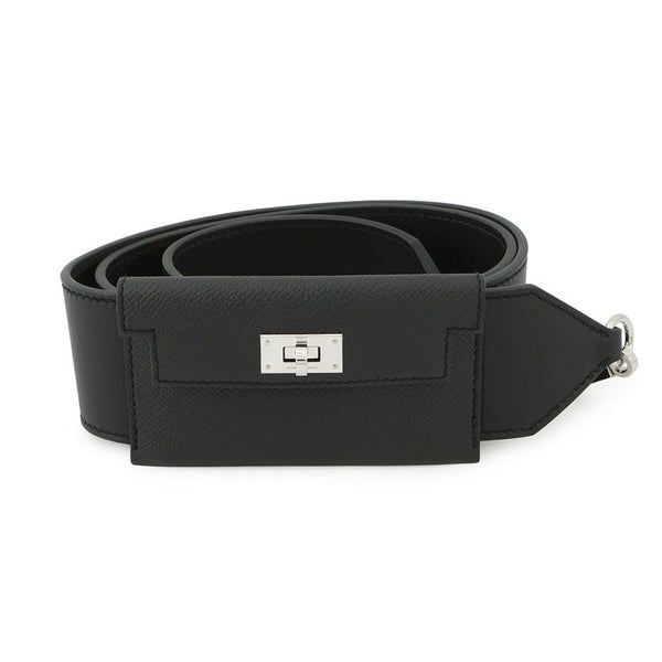 エルメス ショルダーストラップ バンドリエール ケリーポケット ブラック/シルバー金具 スイフト/エプソン Y刻印 黒