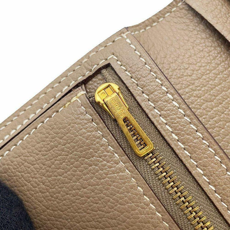 エルメス 長財布 ベアンクラシック エトゥープ/ゴールド金具 シェブルミゾル □J刻印