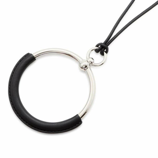 エルメス ネックレス ループグラン ブラック/シルバー金具 スイフト/メタル HERMES アクセサリー