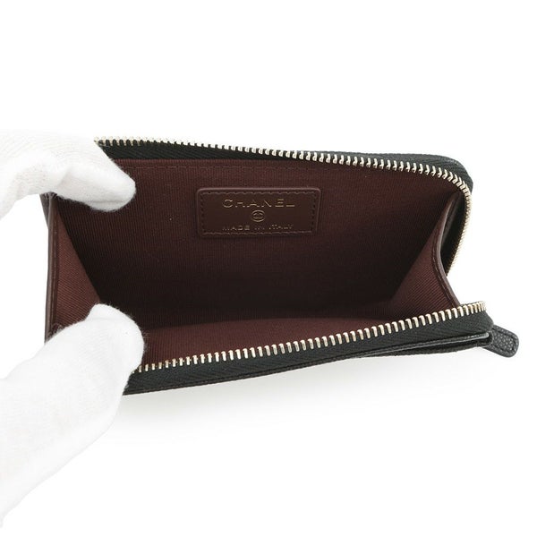 シャネル コインケース マトラッセ ココマーク キャビアスキン AP3179 フラグメント カードケース 黒