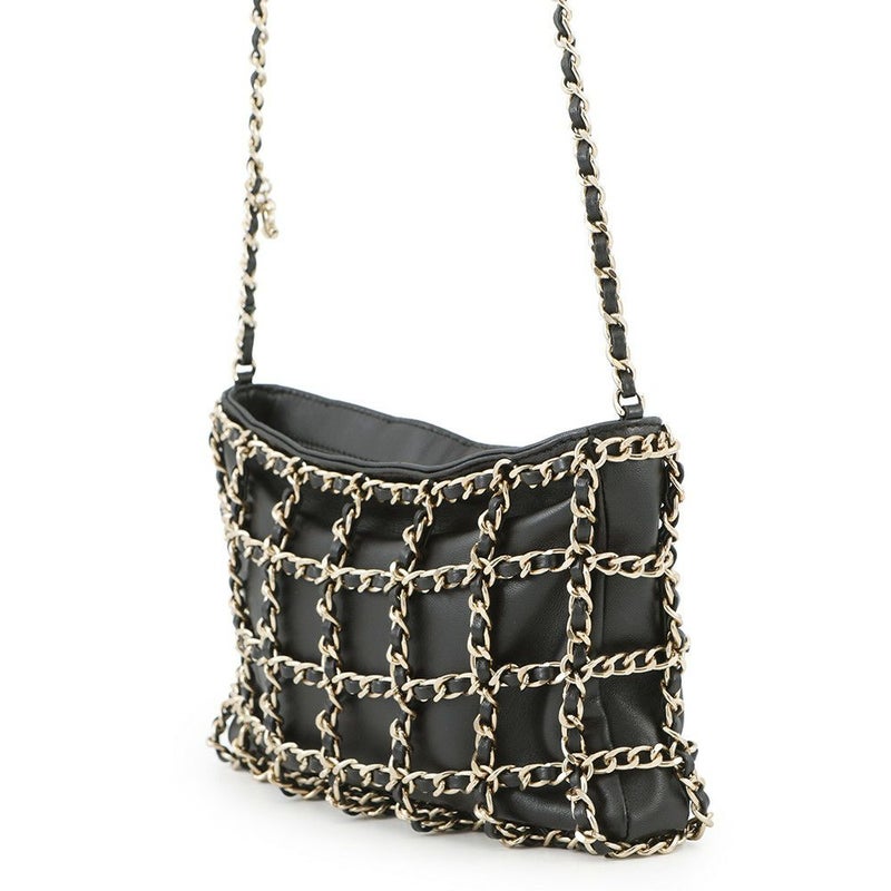 シャネル チェーンショルダーバッグ ココマーク ラムスキン AS1622 CHANEL 黒