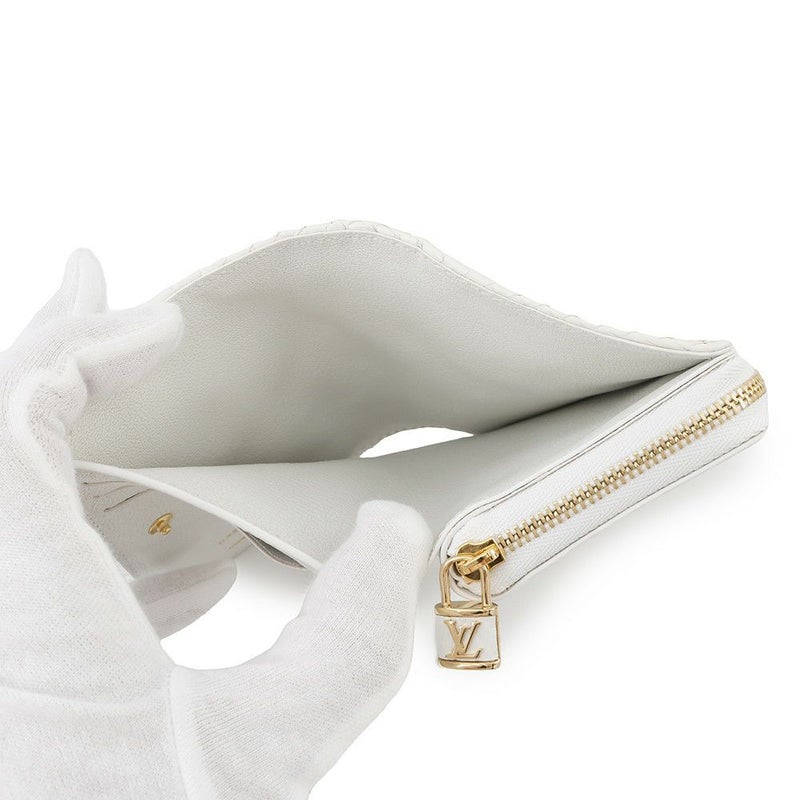 ルイヴィトン 二つ折り財布 モノグラム パイソン ポルトフォイユ・ルー N82402 LOUIS VUITTON 白 ホワイト
