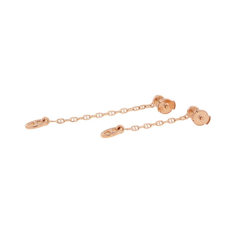 エルメス ピアス シェーヌダンクル ニューファランドールTPM ダイヤモンド 2P 計0.02ct K18PGピンクゴールド HERMES アシンメトリー