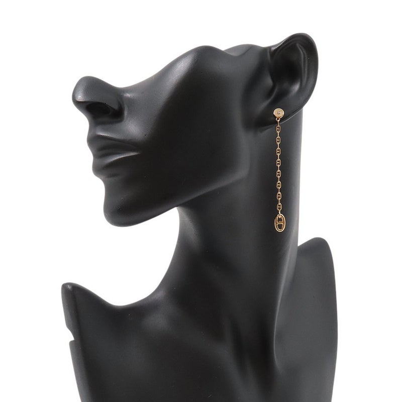 エルメス ピアス シェーヌダンクル ニューファランドールTPM ダイヤモンド 2P 計0.02ct K18PGピンクゴールド HERMES アシンメトリー