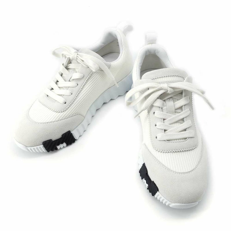 エルメス スニーカー バウンシング メッシュ/スエード レディースサイズ37 1/2 HERMES 靴 白