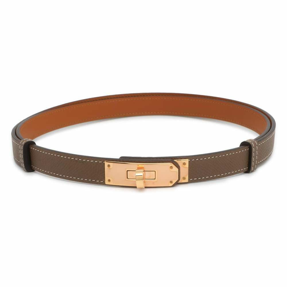 HERMESエルメス　ケリーベルト　エトープ×ピンクゴールド金具　B刻印 エルメス ケリーベルト エトゥープ/ピンクゴールド金具 ヴォーエプソン