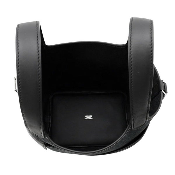 エルメス ハンドバッグ ピコタンロックPM カーゴ ブラック/シルバー金具 トワルゴエラン/スイフト K刻印 黒