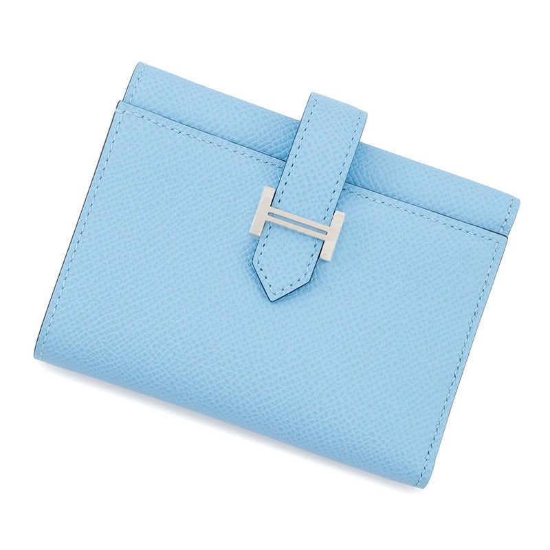 エルメス 三つ折り財布 ベアンコンビネ ヴェルソ セレステ/ヴェールジェイド/シルバー金具 エプソン B刻印