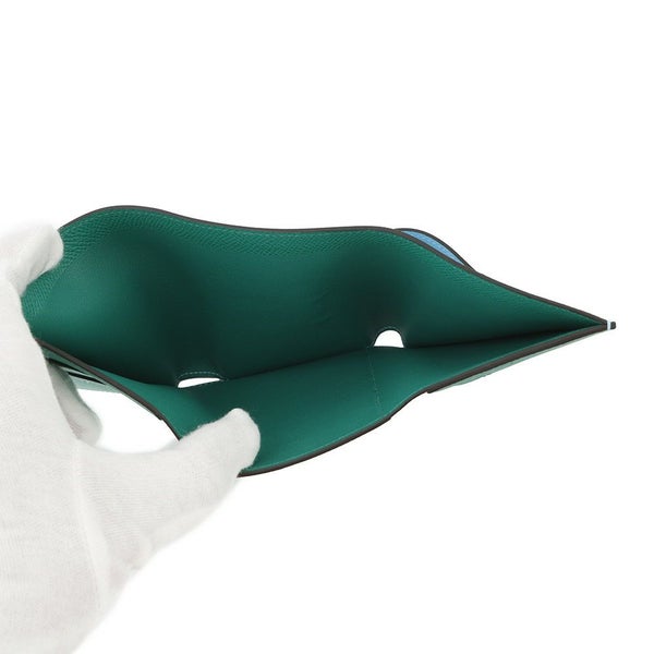 エルメス 三つ折り財布 ベアンコンビネ ヴェルソ セレステ/ヴェールジェイド/シルバー金具 エプソン B刻印