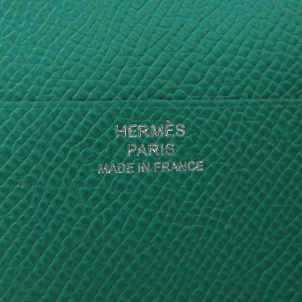 エルメス 三つ折り財布 ベアンコンビネ ヴェルソ セレステ/ヴェールジェイド/シルバー金具 エプソン B刻印
