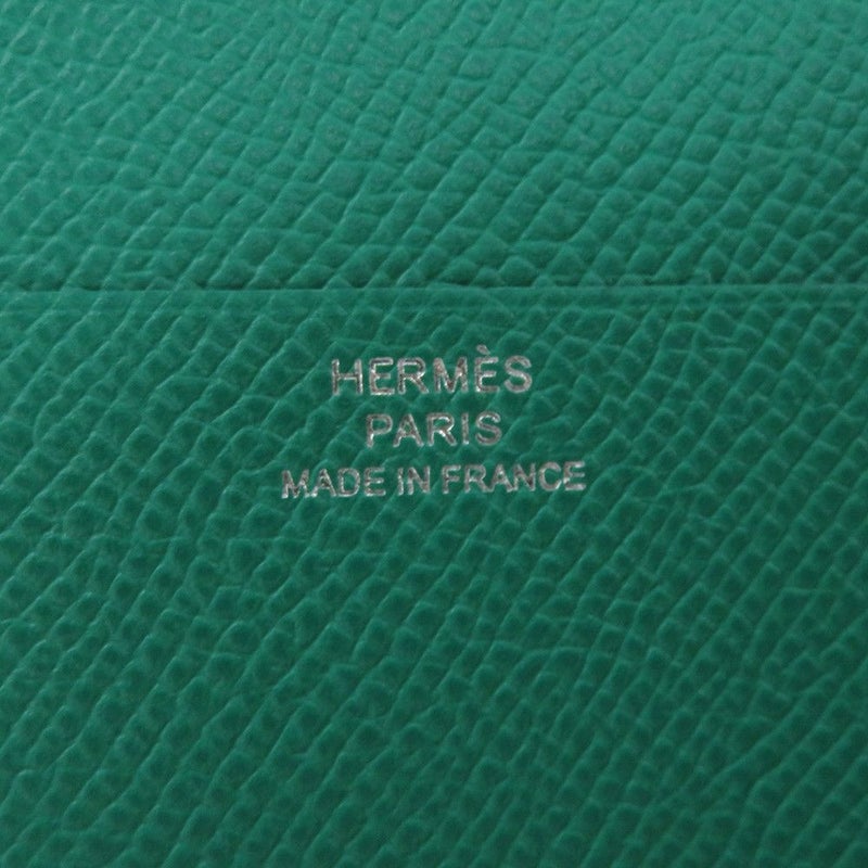 エルメス 三つ折り財布 ベアンコンビネ ヴェルソ セレステ/ヴェールジェイド/シルバー金具 エプソン B刻印