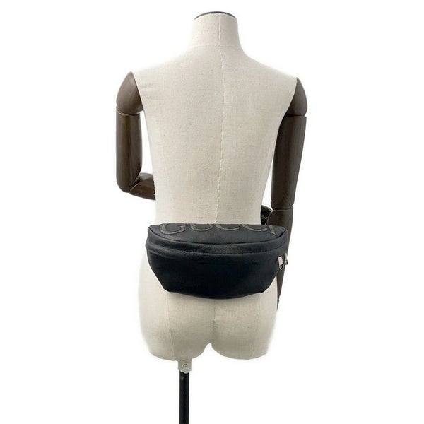 グッチ ボディバッグ インレイ ロゴ ベルトバッグ レザー 768111 GUCCI ウエストポーチ 黒